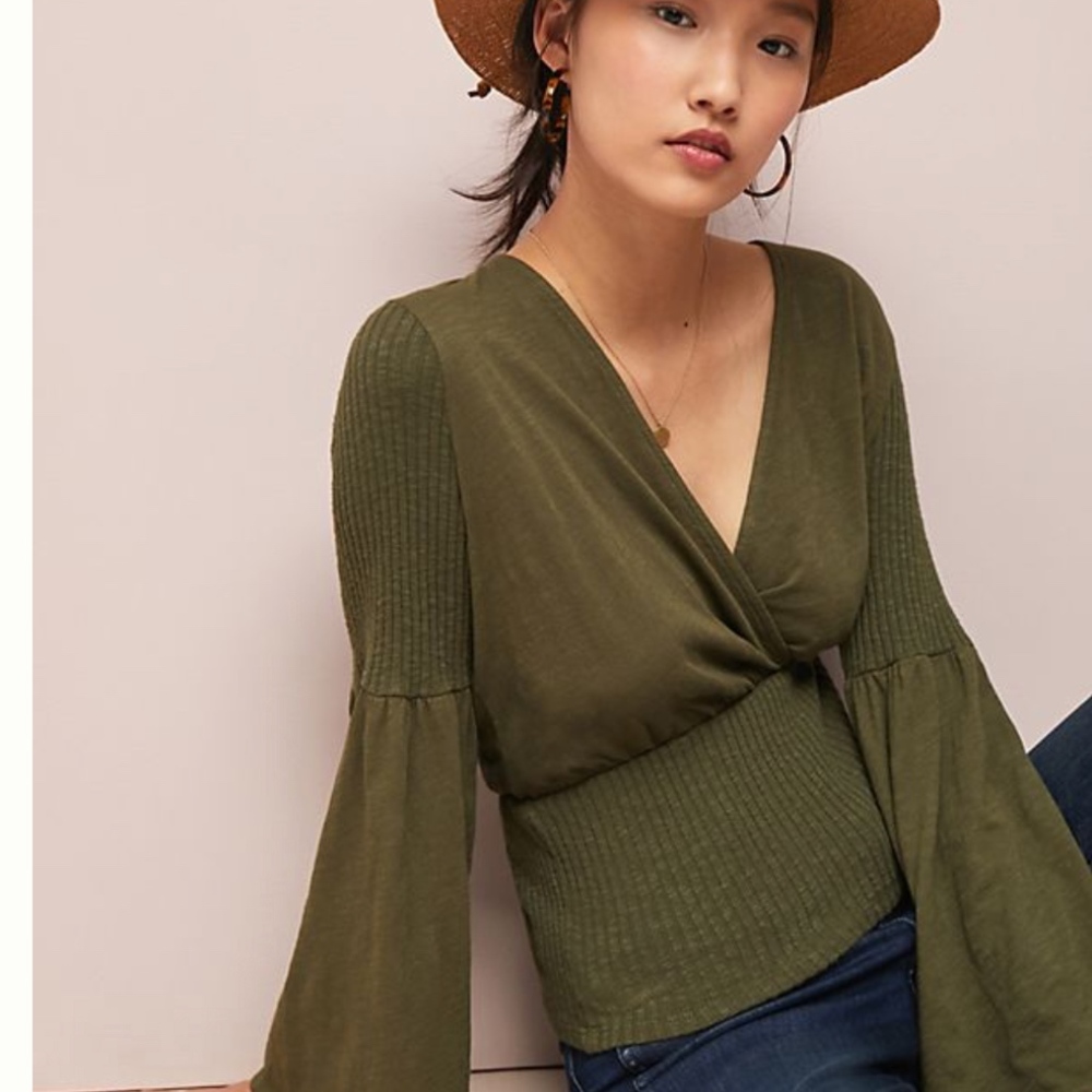 Amadi for Anthropologie Bell-Sleeved Top NWT M